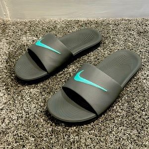 Nike slides light grey with light teal